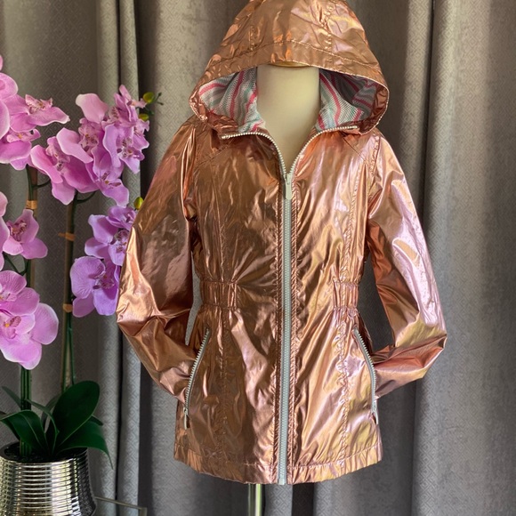 London Fog Girls Shiny Rose Gold Metallic Jacket🌫 - Picture 3 of 10